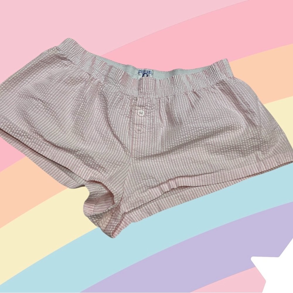 Boxercraft Pink Striped Cotton Seersucker Shorts Elastic Waist, Women’s Sz Med